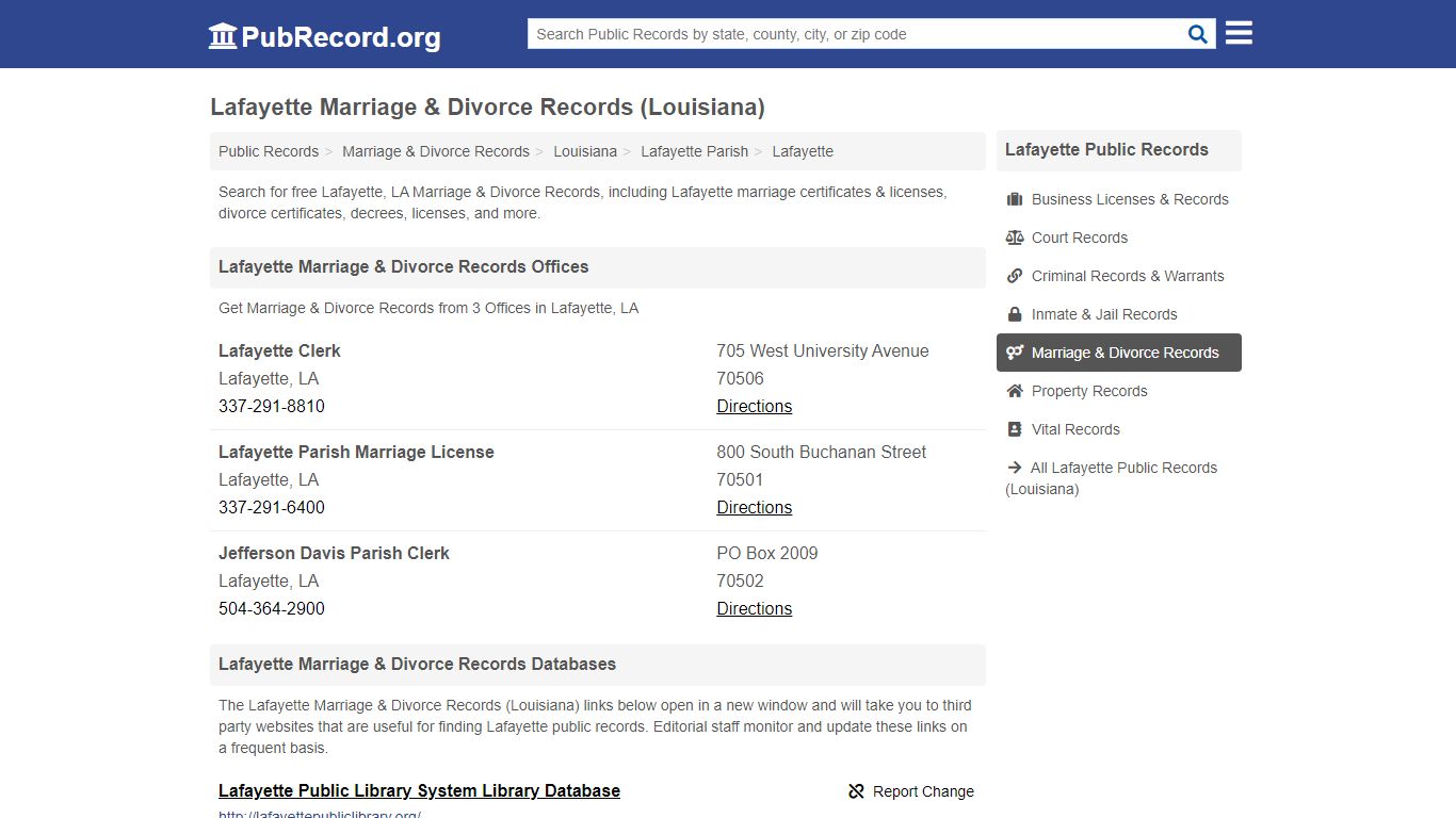Lafayette Marriage & Divorce Records (Louisiana)